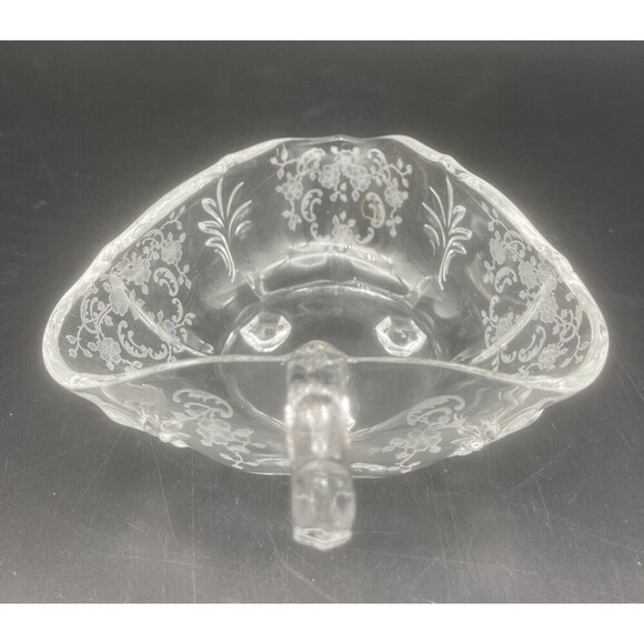 VTG Fostoria Glass Bon Bon Nappy Candy Dish 3 Footed Tricorn Chintz Baroque - Picture 3 of 5